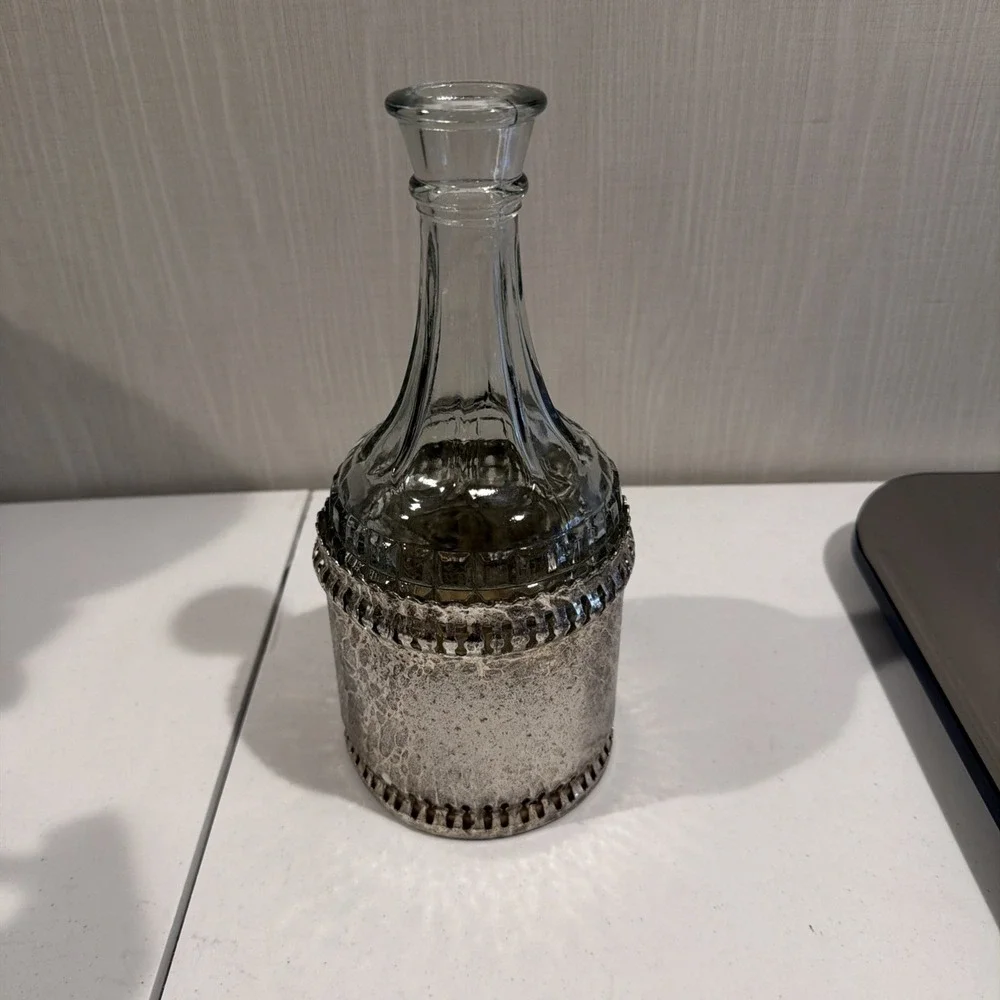 Vtg Gales of Sheffield England Silver Plate‎ Crystal Decanter Bottle No Top